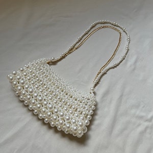 Perle Perlen Schultertasche, Perle Braut Tasche, Hochzeit Perle Geldbörse, Vintage Perle Perle Tasche, viktorianische Perle Tasche, weiße Perle Tasche