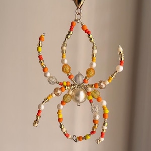 Beaded Spider Keychain Charm, Spooky Halloween Bag Accessory