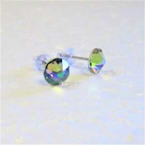 Paradise Shine Crystal Post Style Earrings 7mm Hypo Allergenic Nickel Free Studs Pastels Swarovski image 3