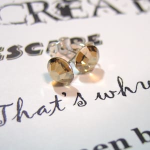 Crystal Golden Shadow Crystal Post Style Earrings 7mm Hypo Allergenic Nickel Free Studs