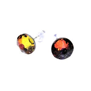 Crystal Volcano Post Style Earrings 7mm Nickel Free Studs Purple Gold Green Orange Red