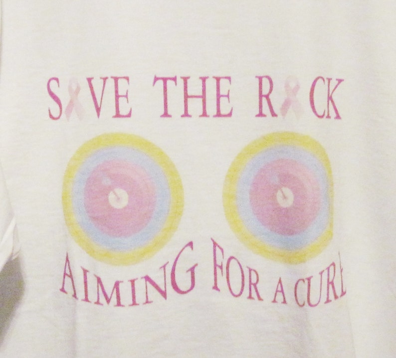 Only 2 Left T-Shirt Save The Rack Aiming for a Cure Breast Cancer Awareness Donation to Charity Personal Design Pink on White image 2