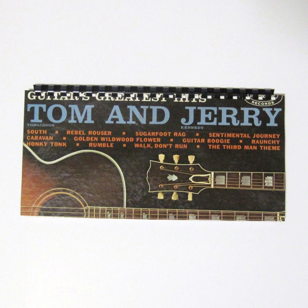 Recycled Record Album LP Cover Journal Notebook For Tom and Jerry Guitar Fans! Vintage Upcycled Memo Pad Doodle Book