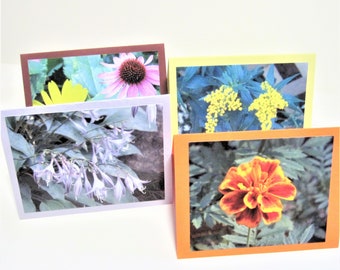 Flowers Photo Notecards Set of 4 with Envelopes Blank Inside Greeting Card Thank You Photography Print Floral