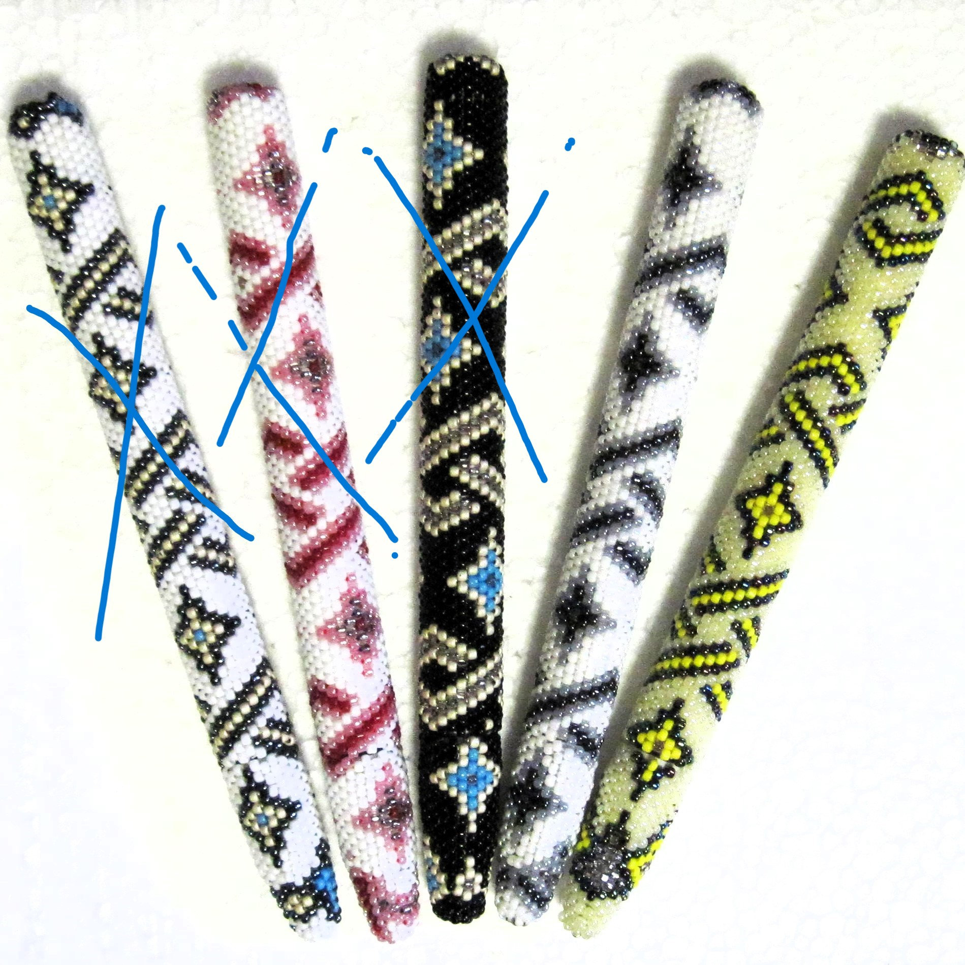 Stars and Bars Hand Beaded Bic Pen Traditional Peyote Stitch Seed Bead ...
