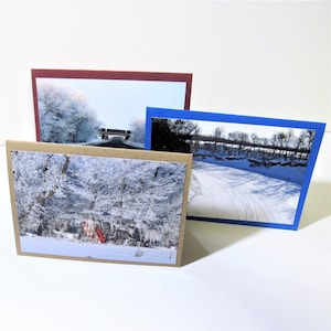 Set van 3 Winter Retreat Foto Notitiekaarten met Enveloppen Blanco Binnen Wenskaart Dank U Fotografie Print