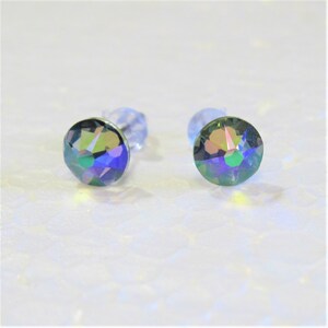 Paradise Shine Crystal Post Style Earrings 7mm Hypo Allergenic Nickel Free Studs Pastels Swarovski image 2