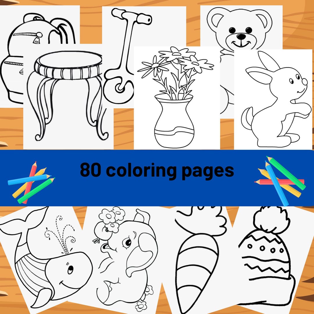 80 Simple Coloring Pages for Kids, Homeschool (digital Download) - Etsy