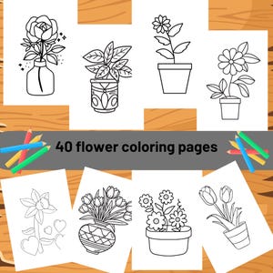 Simple Flowers Coloring Pages for Kids, Flowers coloring, Preschoolers, homeschool,Toddler,Flower activity,Instant download,Cute Flwers