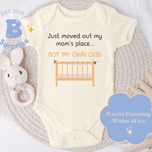Body bébé « Je viens de quitter le nid de maman » | Body bébé « J’ai mon propre berceau » | Cadeau de naissance amusant | Tenue bébé couleur naturelle