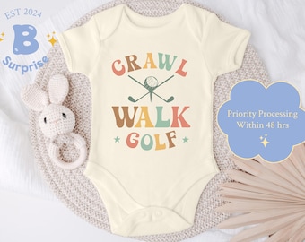 Golf Baby Onesie®: Crawl Walk Golf, Retro Unisex Bodysuit
