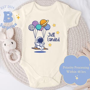 Just Landed Onesie® | Astronaut Baby Bodysuit | Space Baby Outfit | Cute New Arrival Onesie® | Celestial Theme Infant Clothes