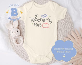 Teacher's Pet Baby Onesie | School Theme Cotton Bodysuit