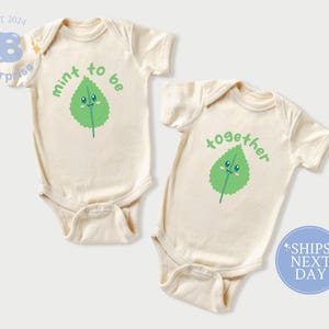 Mint to Be Together Twin Bodysuit Set – Cute Natural Onesie® Set for Twins – Baby Shower Gift for Twins