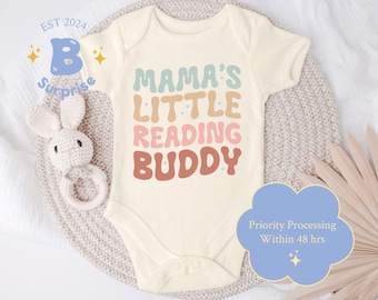 Mama&#39;s Little Reading Buddy Onesie® | Book Lover Girl Baby Gift | Librarian Baby Shower Gift | Cute Reading Bodysuit