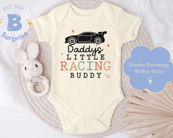 Daddy’s Little Racing Buddy Onesie® - Race Car Bodysuit & Baby Shower Gift - Natural Baby Apparel