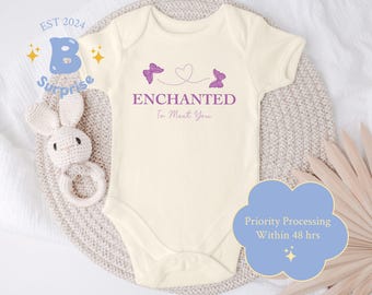 Enchanted to Meet You Onesie® | Butterfly Theme Baby Bodysuit | Natural Color Baby Outfit | Newborn Enchanted Shirt  Cute Girl Onesie®