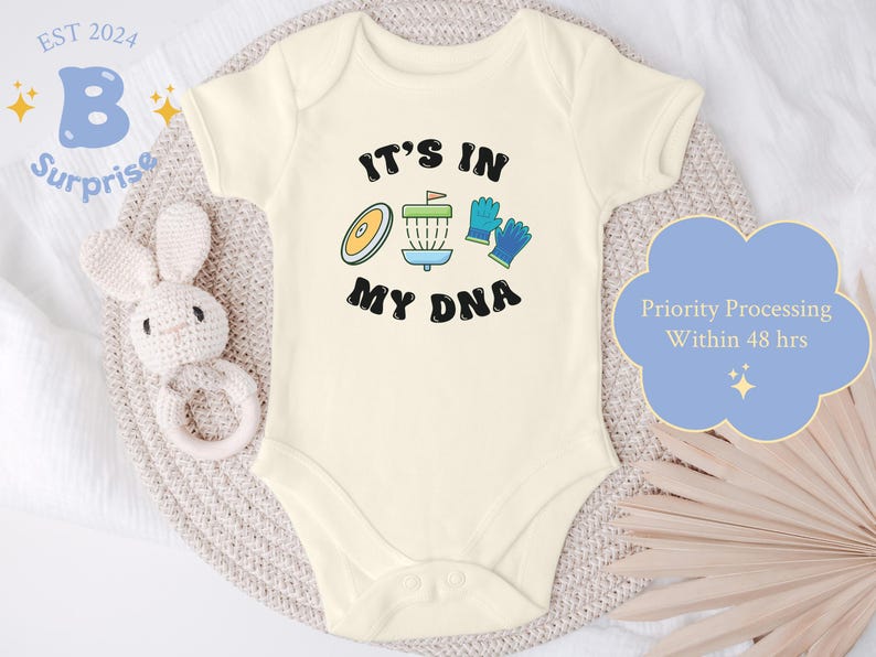 It’s In My DNA Disc Golf Baby Bodysuit – Future Disc Golfer Gift – Natural Onesie® image 1