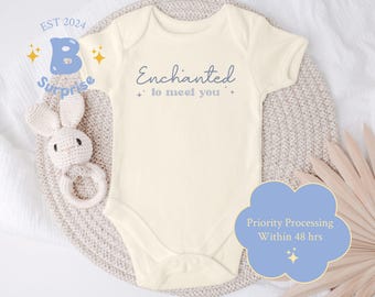 Enchanted to Meet You Onesie® | Natural Color Baby Girl Bodysuit | Cute Newborn Outfit | Baby Girl Clothes | Soft Cotton Onesie®