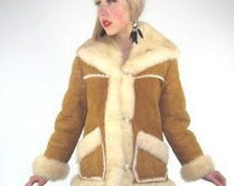 Penny Lane Mantel Frauen Shearling Pelzmantel Braun Lammfell Boho Hippie 80er Jahre Vintage Afghan Mantel Wollmantel Lammfell Jacke Frauen Wildleder