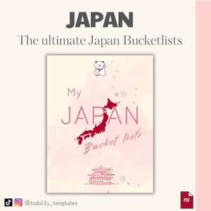 Japan bucketlistbundel, 16 steden en regio's Sakura en Japanse voedselchecklists, dingen om te doen en te zien in Japan, pdf downloaden en afdrukken