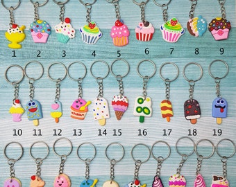 Ice Cream & Cupcake Rubber Keychain | Fun Dessert Keyring