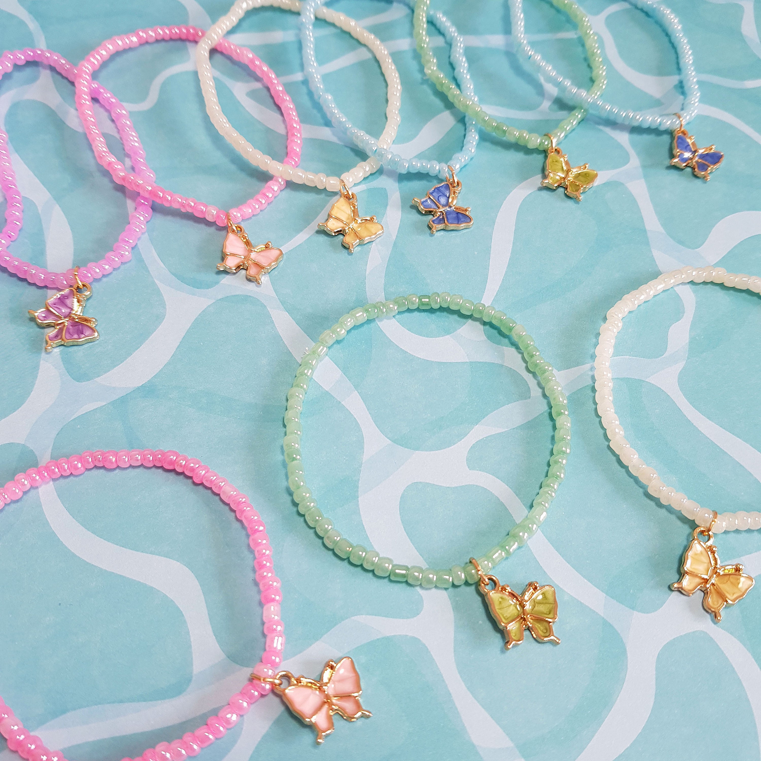 Set Da 7 Pezzi Di Braccialetti Con Ciondolo A Farfalla Carini