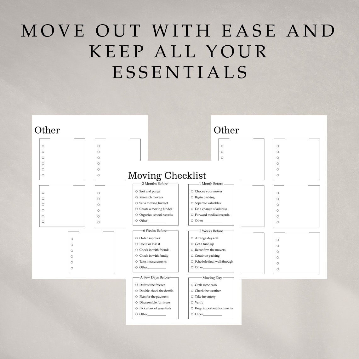 Moving Checklist Planner | Room-by-room Relocation Organizer (PDF ...
