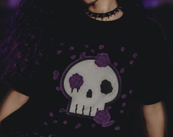 Pastell Goth Shirt Skull&Roses | Gothic Emo Alternative Grunge Punk