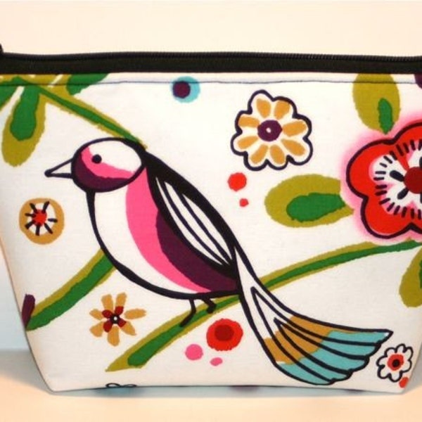 Zip Pouch - Zippered Pouch - Makeup Bag - Padded - Flat bottom - Cosmetic Bag - Bird - Larkspur - 2