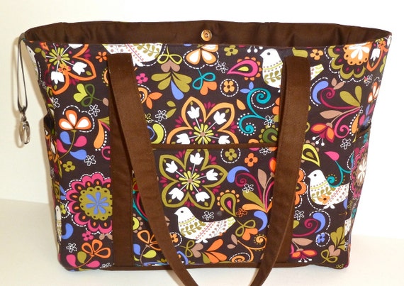 Items similar to Tote/Diaper Bag in Birds and Floral on Etsy