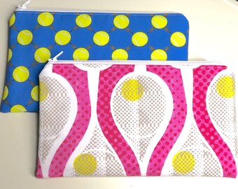 Tennis Zippered Pouch - Tennis - Zip Pouch - Pencil Pouch - Padded Bag - Organizer - Gifts For Her - Tennis team Gifts - Tennis Gifts