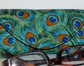 Peacock - Eyeglass Case - Sunglass Case - Plume - Magnetic - Gift for Reader