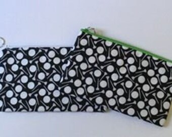 Golf - Preppy Golf Pouch - Padded Bag - Gifts For Her - Ladies Golf Gifts - golf organizer - black and white