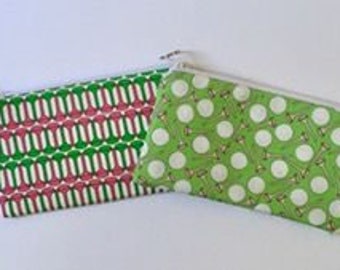 Golf - Preppy Golf Pouch - Padded Bag - Gifts For Her - Ladies Golf Gifts - golf organizer - pink and green