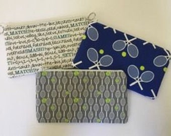 Tennis - Zippered Pouch - Pencil Pouch - Padded Bag - Organizer - Gifts For Her - Tennis team Gifts - Tennis Gifts