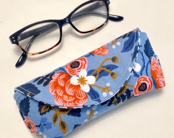 Eyeglass Case - Sunglass Case - Periwinkle Blue - floral - Magnetic - Gifts for Women - Easter Gifts - Valentines Day Gifts - Rifle Paper Co