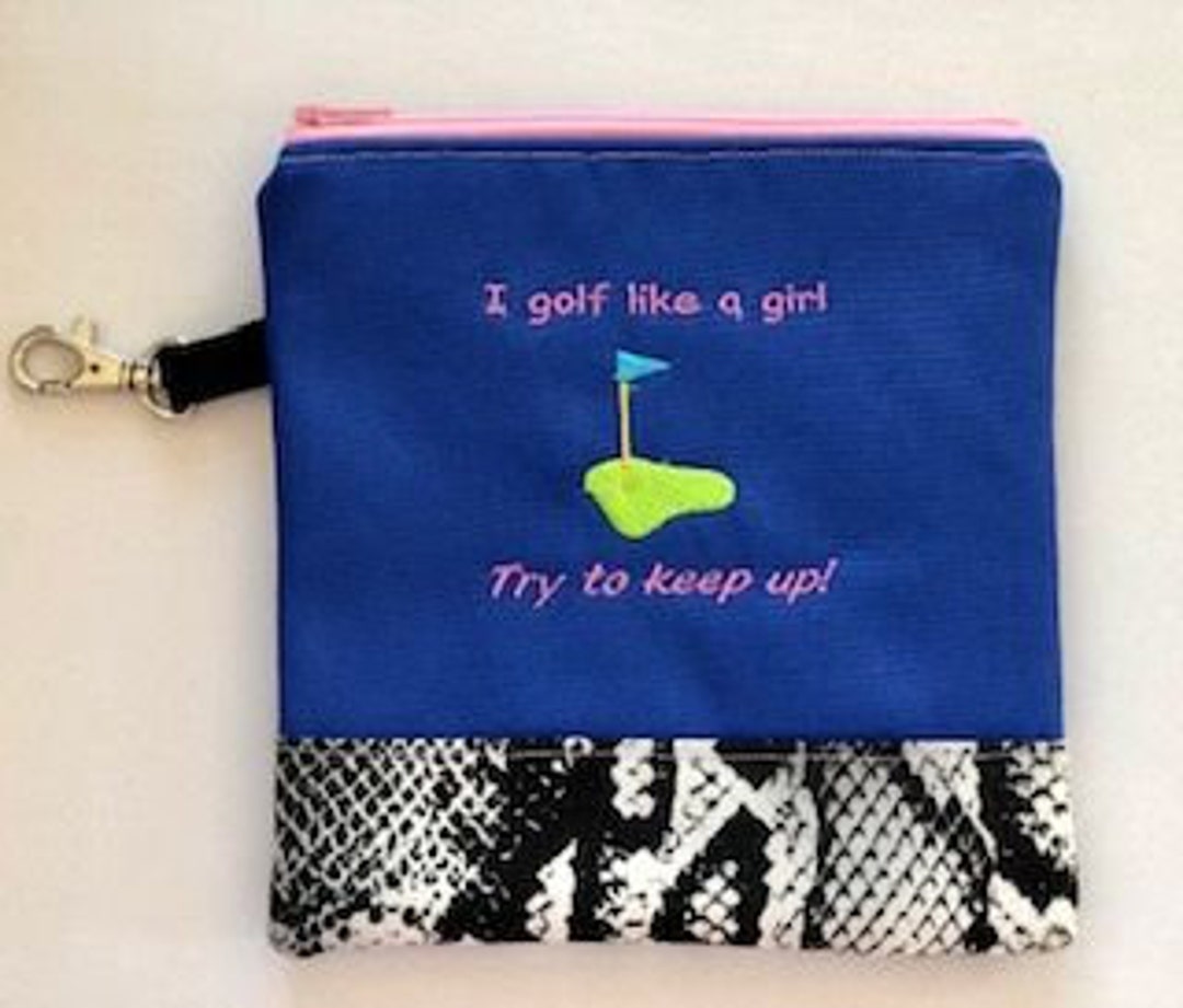 Golf Zipper Pouch Ladies Golf Accessory Bag Embroidered Etsy
