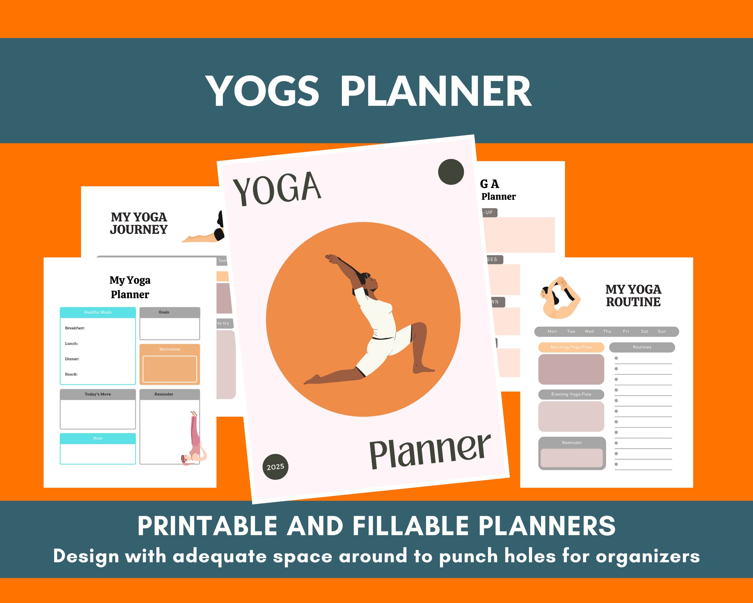 Yoga Journal Yoga Poses Planner Printable Yoga Tracker Wellness Planner Monthly Yoga Planner ...
