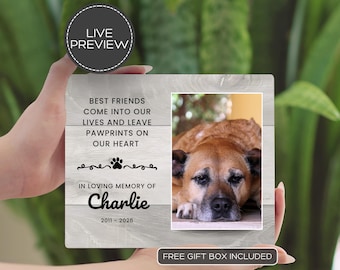 Regalo conmemorativo para mascotas, marco de fotos personalizado para perros, recuerdo personalizado por la pérdida de una mascota, placa de condolencias para mascotas, recuerdo de mascotas, duelo por una mascota
