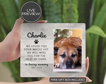 Regalo conmemorativo para mascotas, marco de fotos personalizado para perros, recuerdo personalizado por la pérdida de una mascota, placa de condolencias para mascotas, recuerdo de mascotas, duelo por una mascota