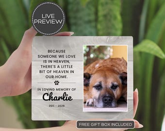 Regalo conmemorativo para mascotas, marco de fotos personalizado para perros, recuerdo personalizado por la pérdida de una mascota, placa de condolencias para mascotas, recuerdo de mascotas, duelo por una mascota