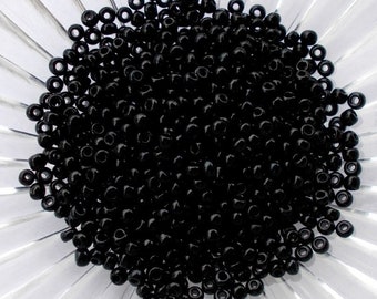 NEW 8/0 BASIC BLACK Czech Glass Seed Beads-10 grams