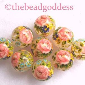 Wholesale Beautiful Japanese Tensha Beads PINK ROSE CLEAR 12mm-9 pieces