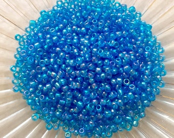 New 11/0 RICH CAPRI Blue AB Czech Glass Seed Beads 10 Grams