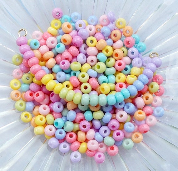New 6/0 PASTEL RAINBOW COLORS Czech Glass Seed Beads 10 grams