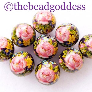 NEW Wholesale Beautiful Japanese Tensha Beads PINK Rose PURPLE 12mm-9 pieces