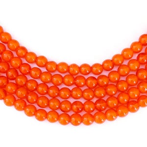 50-6mm TRANSLUCENT ORANGE Smooth Round Czech Glass Beads