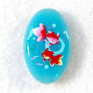 Japanese Tensha Bead KOI on SPARKLING AQUA Focal 32x20x8mm