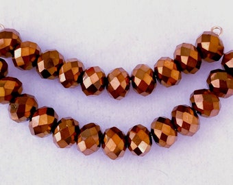 36 DARK BRONZE METALLIC Faceted Glass Crystal Beads 6x8mm